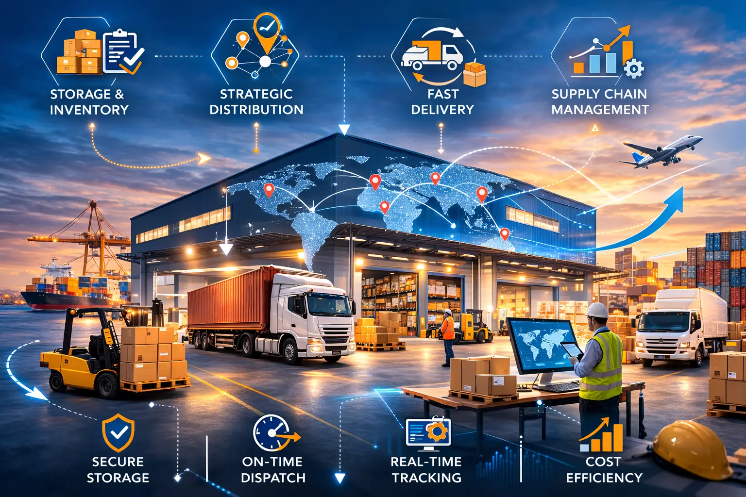 Global sourcing and warehouse logistics